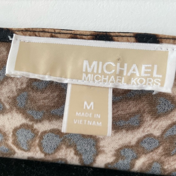 Michael Kors Size M Lace-Up Leopard Print Kaftan Tunic Blouse - Picture 5 of 7